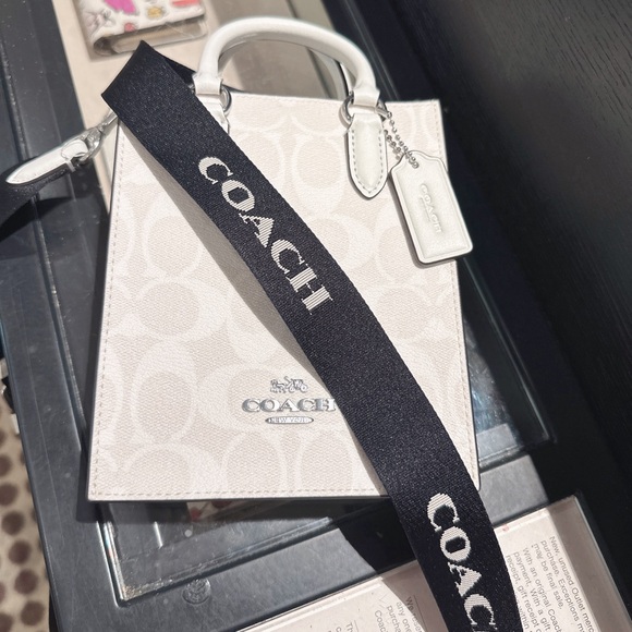 NWT Coach CP011 North South Mini Tote In Signature Canvas Silver/Glacier… - Picture 7 of 12